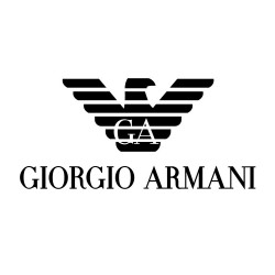 Black Giorgio Armani logo with a stylized eagle above the initials 