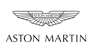 Aston Martin logo featuring stylized wings and the brand name in bold, uppercase lettering below the emblem. Aston Martin is a Plasloc client.