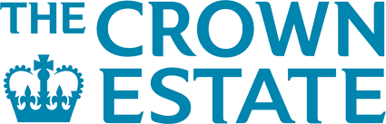 The Crown Estate logo in blue text with a crown symbol incorporated into the letter 