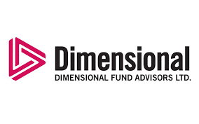 Dimensional Fund Advisors logo with a pink triangular icon to the left and black text reading 