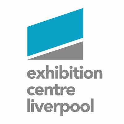 Logo with a blue and gray geometric shape above the words 