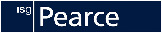 A navy blue rectangular logo with the white text 