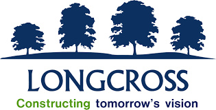 Logo with silhouettes of four trees, the word 