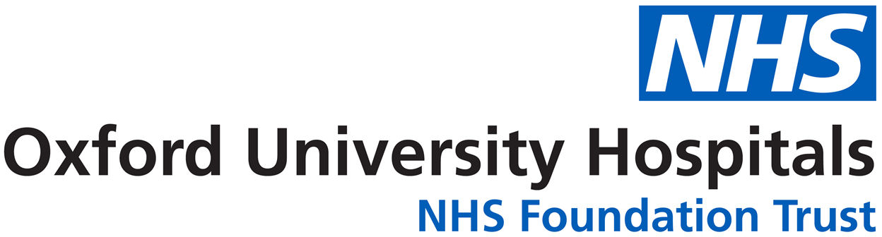 Oxford University Hospitals NHS Foundation Trust logo with “NHS” in a blue box above the organization’s name in black and blue text. Oxford University Hospitals NHS Foundation Trust is a Plasloc client.