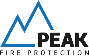 Logo with blue mountain-shaped lines and the bold text 
