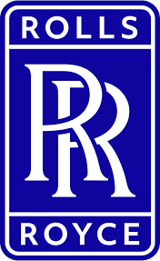 Blue and white Rolls-Royce logo featuring overlapping 