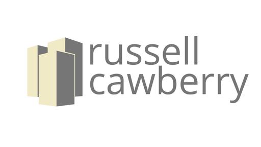 Russell Cawberry logo with three beige and gray geometric building shapes to the left of the company name in lowercase gray letters on a white background. Russell Cawberry is a Plasloc client.