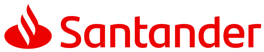 Santander logo featuring a red flame symbol to the left of the word 