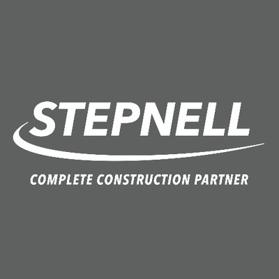 Stepnell logo in white text on a gray background, with the slogan 