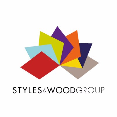 Styles & Wood Group logo with seven overlapping colored shapes above the company name in black text on a white background. Styles & Wood Group is a Plasloc client.