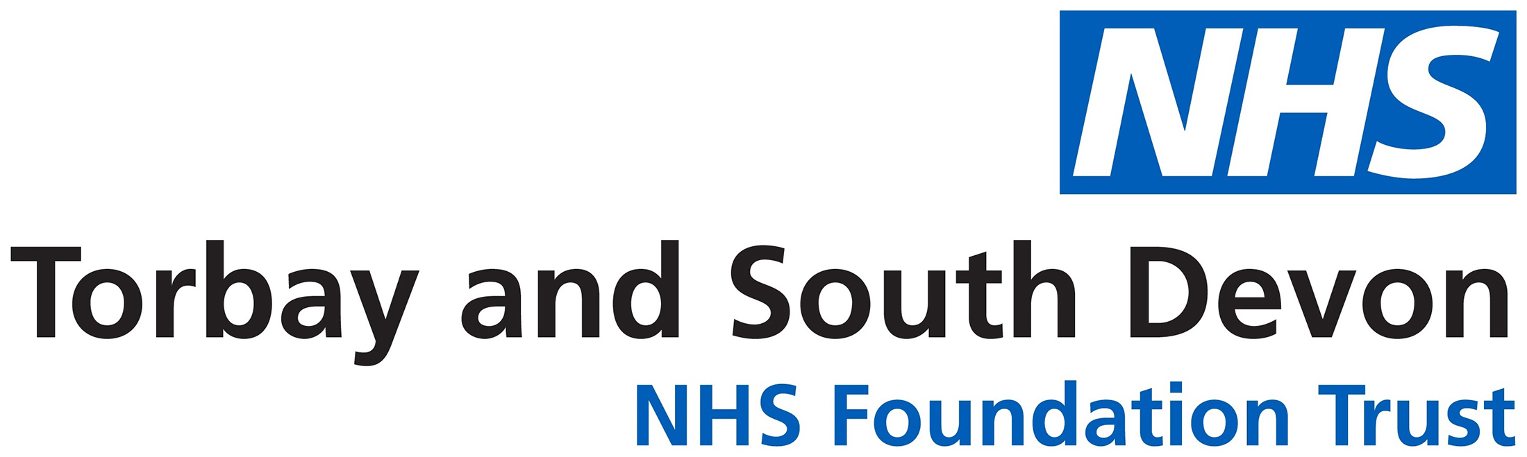 Logo for Torbay and South Devon NHS Foundation Trust, featuring the NHS logo in blue and white above the organization’s name in black and blue text. Torbay and South Devon NHS Foundation Trust is a Plasloc client.