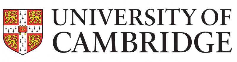 University of Cambridge logo with a red and gold shield featuring lions and crosses, next to the words 