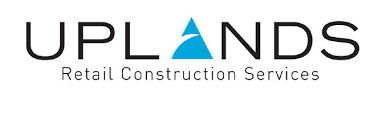 The Uplands Retail Construction Services logo with a blue triangle replacing the 