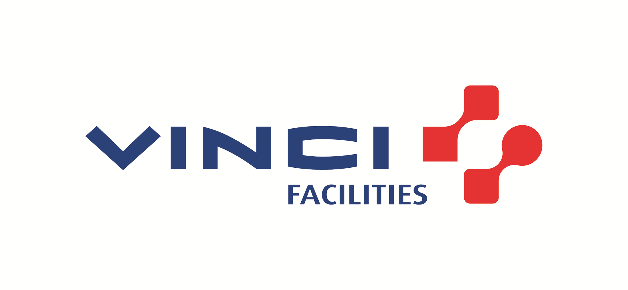 VINCI Facilities logo with blue text and a red geometric symbol on a white background. VINCI Facilities is a Plasloc client.