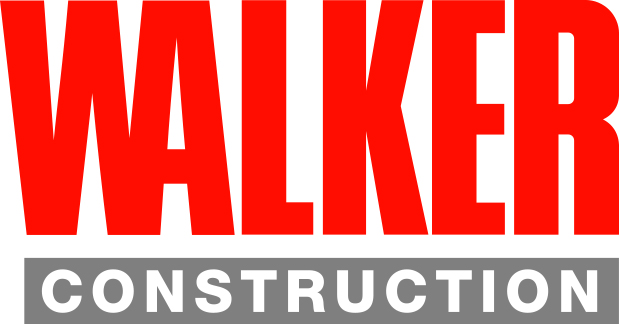 Logo with the word 'WALKER' in large red letters above 'CONSTRUCTION' in white letters on a gray background. Walker Construction is a Plasloc client.