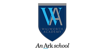 Shield-shaped Walworth Academy logo with large overlapping letters 