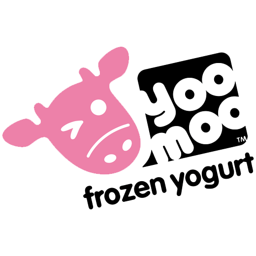 Logo featuring a pink cartoon cow's face winking, with the words 