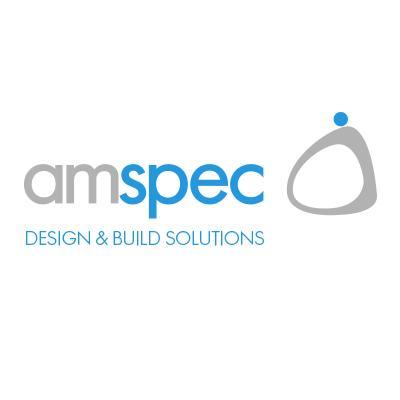 Amspec logo with gray and blue text reading 