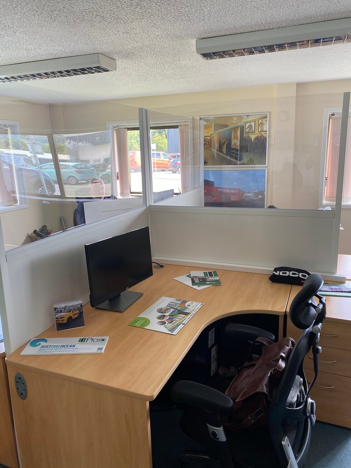 Desk sneeze guards with acrylic