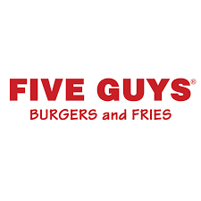 The Five Guys logo in red text on a white background, featuring the words 