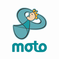 Abstract logo with a stylized human figure and the word 