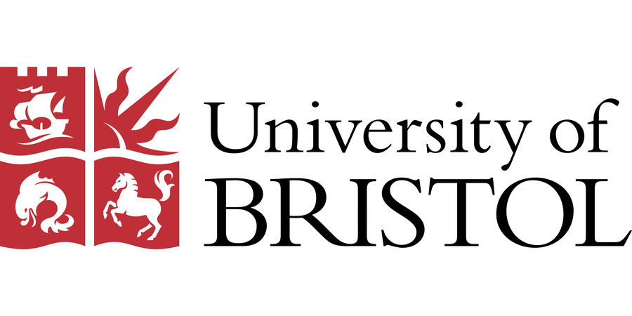 University of Bristol logo with a red shield featuring a ship, sun rays, dolphin, and horse, next to the university name in black text on a white background. University of Bristol is a Plasloc client.